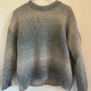 Ombré grey and tan cozy knit sweater.